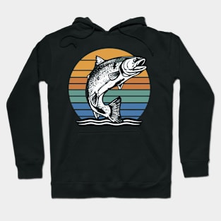 Retro Salmon Jumping Hoodie